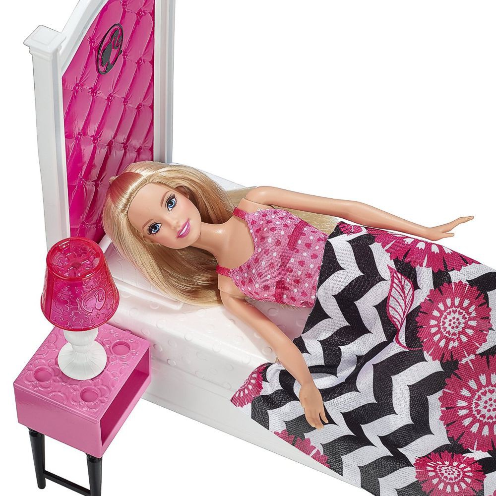 barbie - möbel einrichtung schlafzimmer - deluxe bett mit puppe barbie - möbel einrichtung schlafzimmer - deluxe bett mit puppe, Schlafzimmer